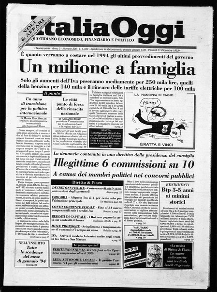 Italia oggi : quotidiano di economia finanza e politica